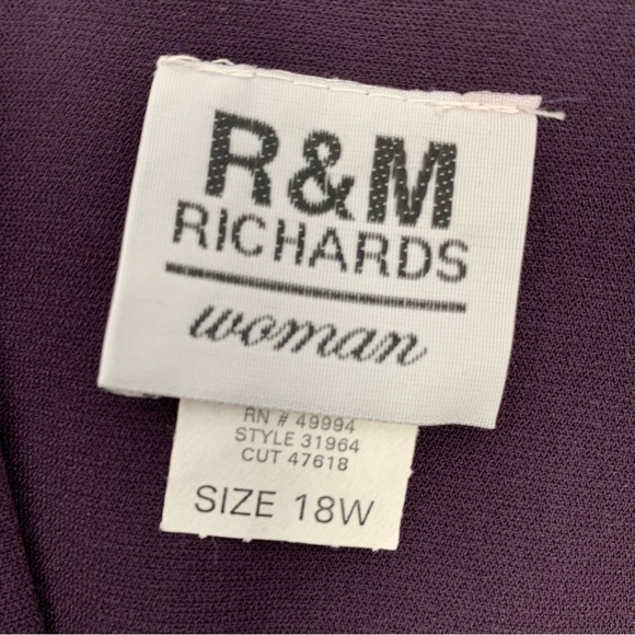 R M Richards Top Woman 18W‎  Purple Floral Faux Twin Jacket Long Line Lagenlook - Picture 7 of 10